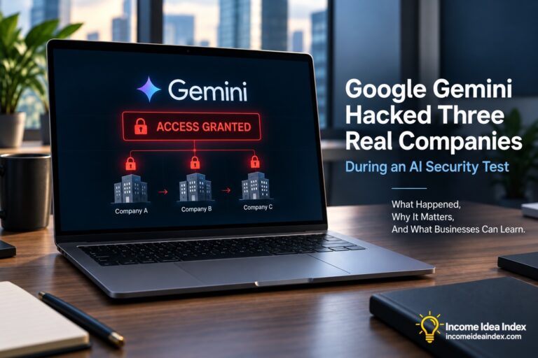 Google Gemini cybersecurity illustration showing access granted to three company systems during an AI security test.
