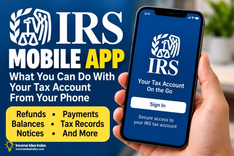 IRS mobile app for accessing tax account services from a smartphone